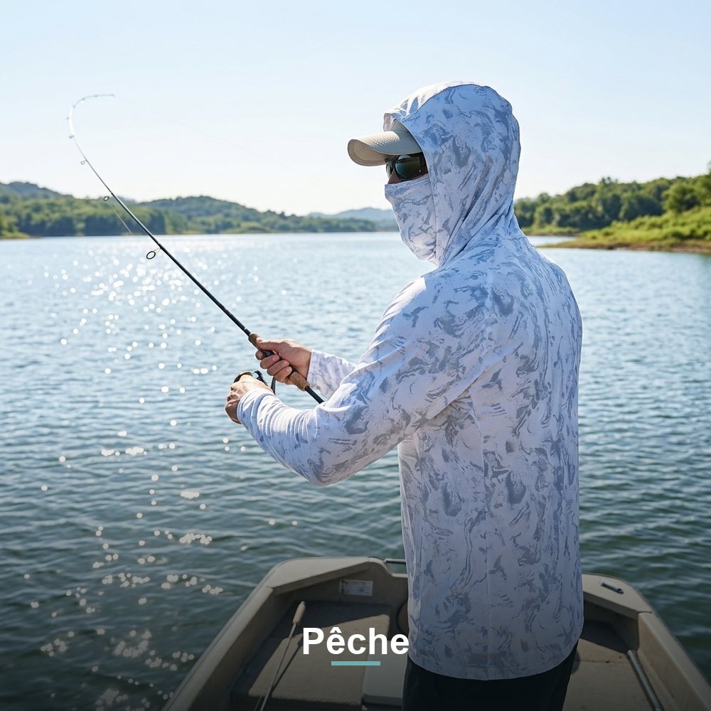 Hoodie anti-UV Sealia porté à la pêche